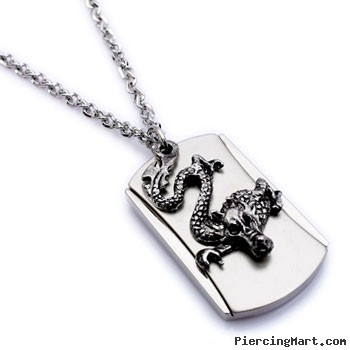 Alloy necklace with dragon dog tag pendant