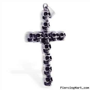 Large multi-skull cross pendant