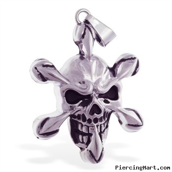 Silver alloy skull and crossbones pendant