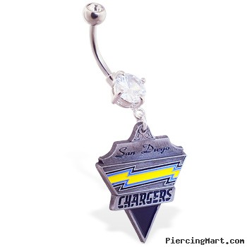 Belly Ring with official licensed NFL charm, San Diego Chargers