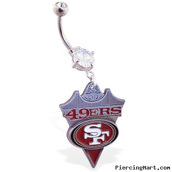 Mspiercing Belly Ring with Official Licensed NFL Charm, San Francisco 49Ers