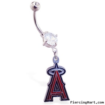 Belly Ring with official licensed MLB charm, Los Angeles Angels