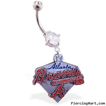 Belly Ring with official licensed MLB charm, Atlanta Braves