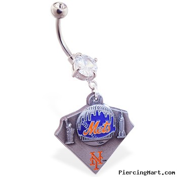 Belly Ring with official licensed MLB charm, New York Metts