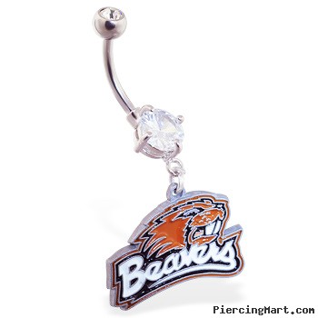 Belly Ring with official licensed NCAA charm, Oregon State Beavers