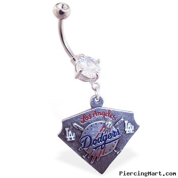 Belly Ring with official licensed MLB charm, Los Angeles Dodgers