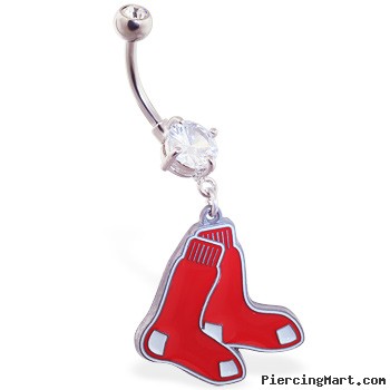 Belly Ring with official licensed MLB charm, Boston Red Sox