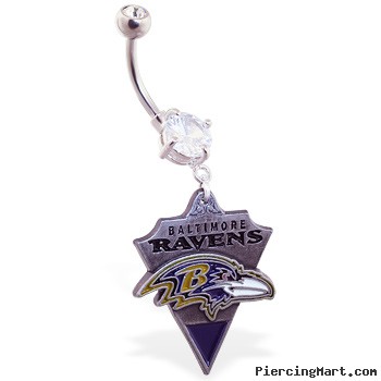 Mspiercing Belly Ring with Official Licensed NFL Charm, Baltimore Ravens