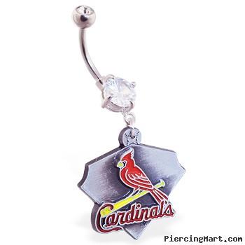 Mspiercing Belly Ring with Official Licensed MLB Charm, St. Louis Cardinals