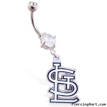 Belly Ring with official licensed MLB charm, St. Louis Cardinals