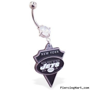 Belly Ring with official licensed NFL charm, New York Jets