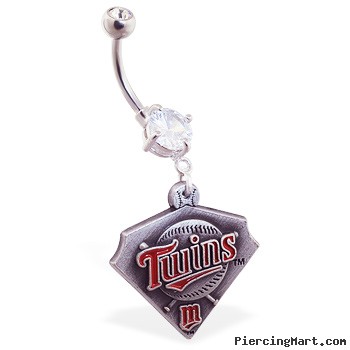 Belly Ring with official licensed MLB charm, Minnesota Twins