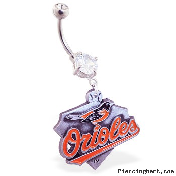 Mspiercing Belly Ring with Official Licensed MLB Charm, Baltimore Orioles