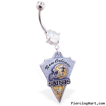 Mspiercing Belly Ring with Official Licensed NFL Charm, New Orleans Saints