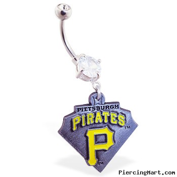 Belly Ring with official licensed MLB charm, Pittsburgh Pirates