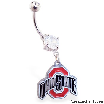 Mspiercing Belly Ring with Official Licensed NCAA Charm, Ohio State Buckeyes