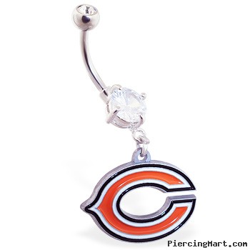 Belly Ring with official licensed NFL charm, Chicago Bears