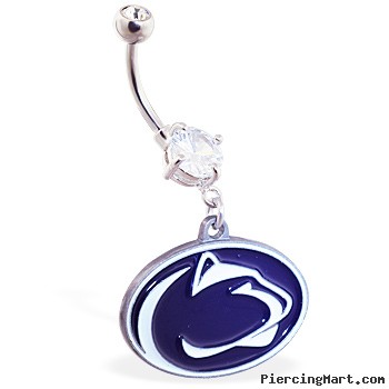 Mspiercing Belly Ring with Official Licensed NCAA Charm, Penn State Nittany Lions