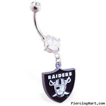 Belly Ring with official licensed NFL charm, Oakland Raiders