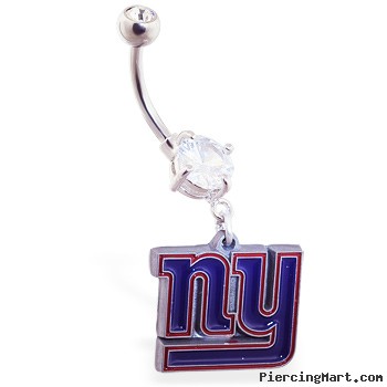 Belly Ring with official licensed NFL charm, New York Giants