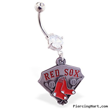 Belly Ring with official licensed MLB charm, Boston Red Sox