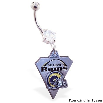 Belly Ring with official licensed NFL charm, St. Louis Rams