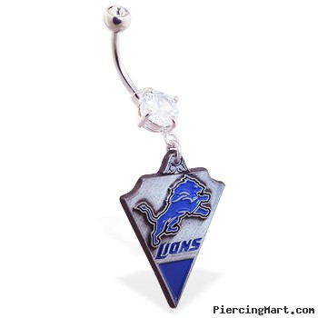 Belly Ring with official licensed NFL charm, Detroit Lions