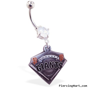 Mspiercing Belly Ring with Official Licensed MLB Charm, San Francisco Giants