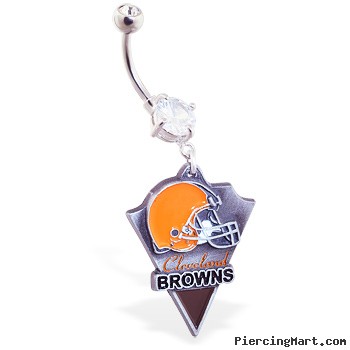 Belly Ring with official licensed NFL charm, Cleveland Browns