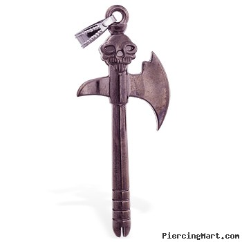 Dark colored skull axe pendant