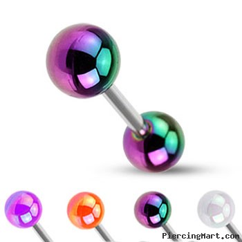 Straight Barbell with Metallic Coated Acrylic Balls, 14 Ga