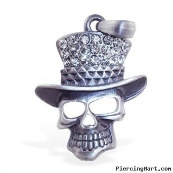 Skull with jeweled hat pendant