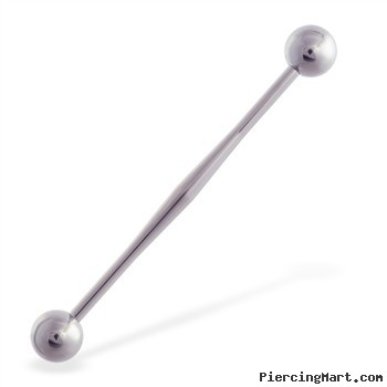 Industrial straight barbell with tapered center, 14 ga