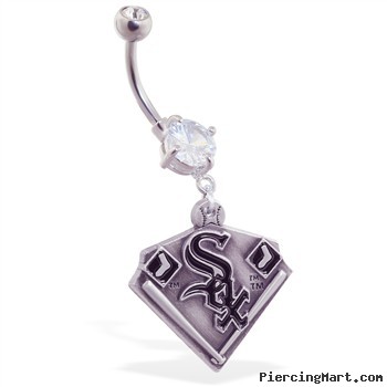 Belly Ring with official licensed MLB charm, Chicago White Sox