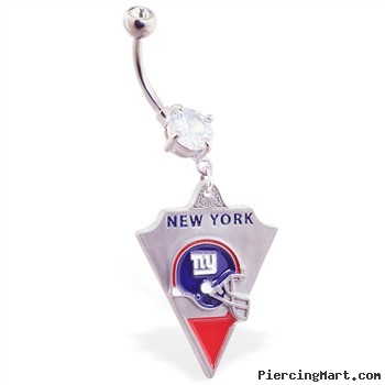 Belly Ring with official licensed NFL charm, New York Giants