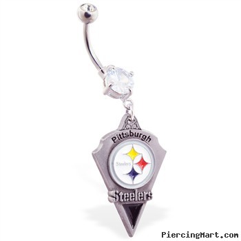 Mspiercing Belly Ring With Official Licensed NFL Charm, Pittsburgh Steelers