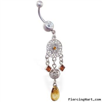Jeweled chandelier belly ring