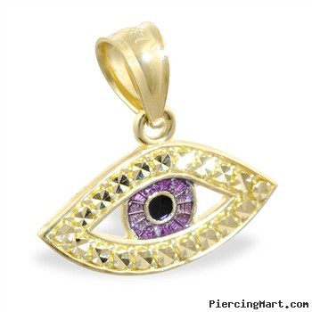 14K Yellow Gold Eyeball Pendant