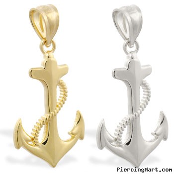 14K Yellow Gold anchor pendant