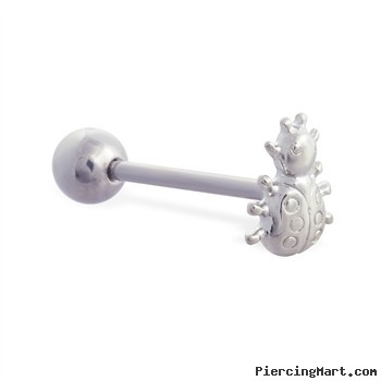 Straight barbell with ladybug top, 14 ga