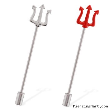 Pitchfork industrial straight barbell with cylinder end, 14 ga