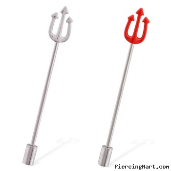 Pitchfork industrial straight barbell with cylinder end, 14 ga