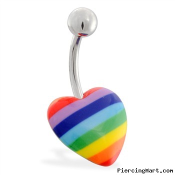 Rainbow heart belly ring