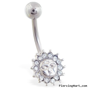 Jeweled sun belly ring