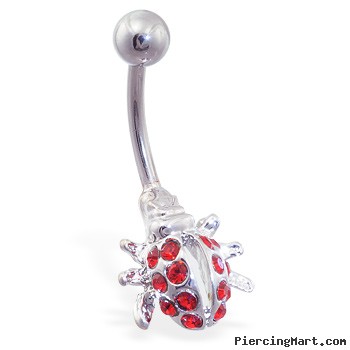 Red jeweled ladybug belly ring