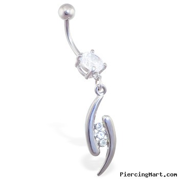 Belly ring with jeweled dangle