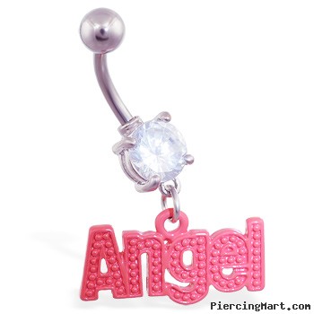 Jeweled Belly Ring with Dangling Red "Angel"