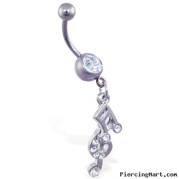 Belly ring with dangling music notes