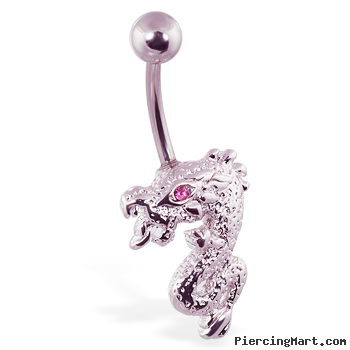 Pink eyed dragon navel ring