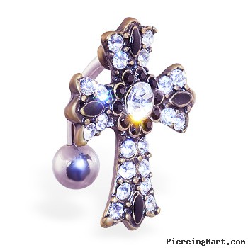 Reversed jeweled gothic cross